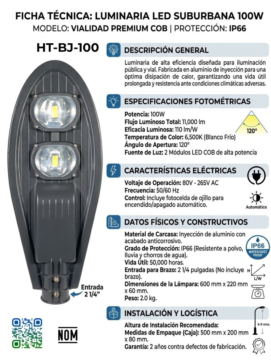 Lámpara suburbana LED 100w